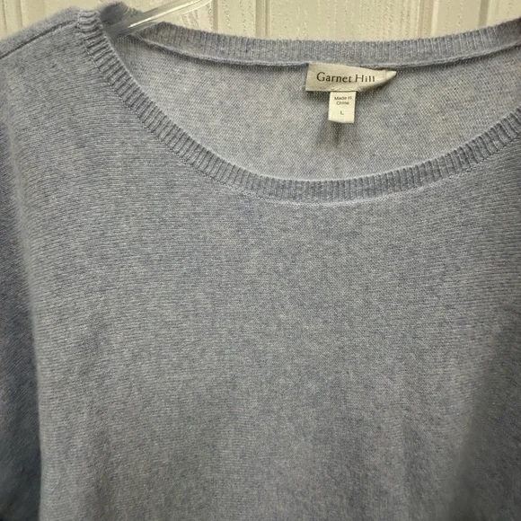 Garnet Hill Essential Cashmere Cropped Sweater Clearwater Heather Large - Picture 4 of 13